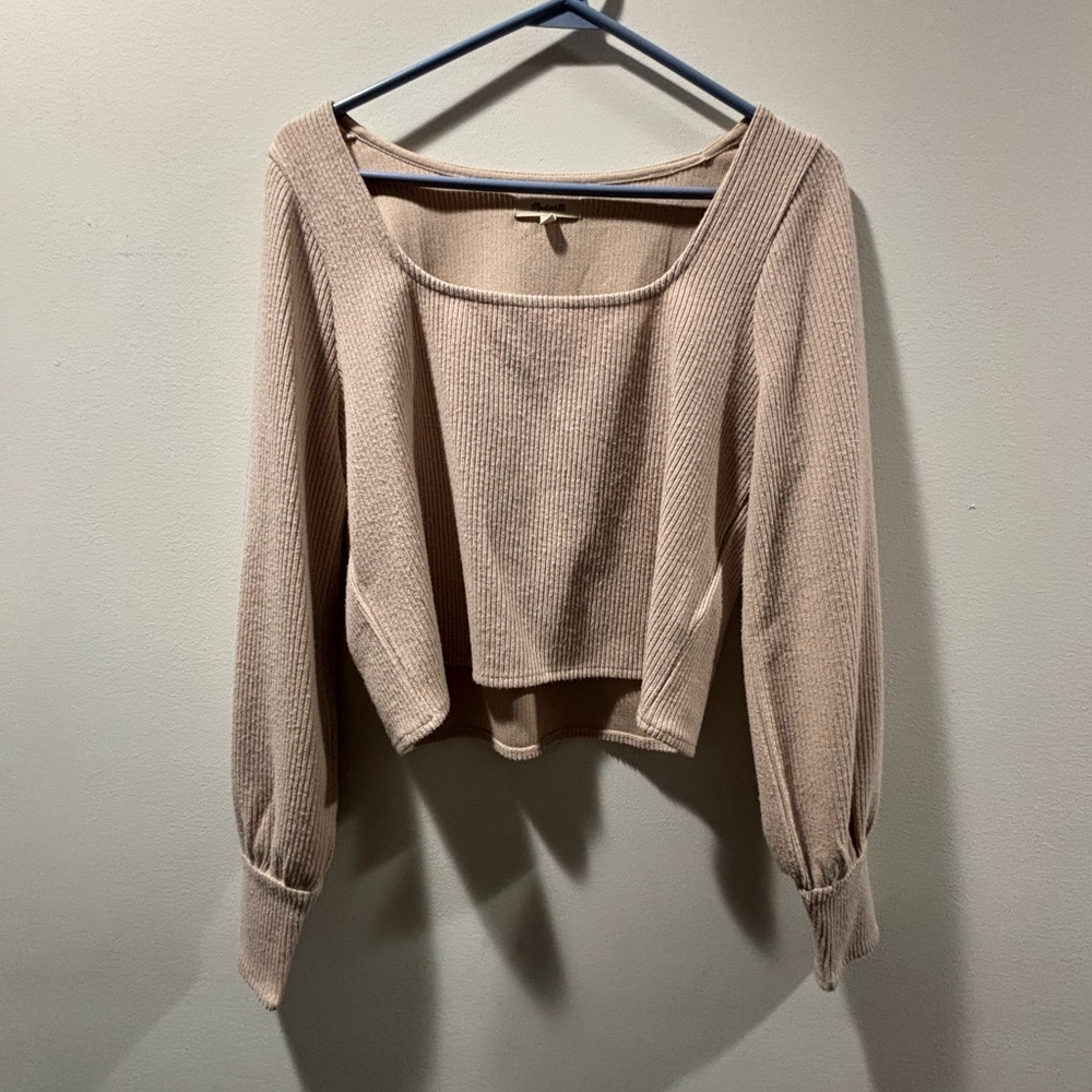 Madewell Dusty Pink Ribbed Knit Top